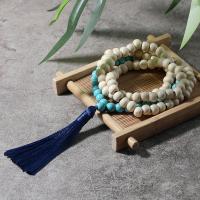 Fashion Fringe Necklace, Wood, with Knot Cord & Natural Turquoise, Tassel, vintage & fashion jewelry & Unisex, mixed colors, 8mm,80mm, Length:Approx 86 cm, Sold By PC