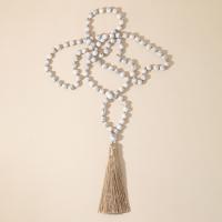 Мода Fringe ожерелье, магнезит, с Узел Корд, кисточка, Винтаж & ювелирные изделия моды & Мужская, белый, 6mm,85mm, длина:Приблизительно 86 см, продается PC
