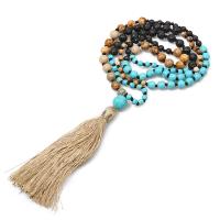 Fashion Fringe Necklace Gemstone with Knot Cord Tassel vintage & fashion jewelry & Unisex mixed colors 6mm 8mm 80mm Length Approx 40 cm Sold By PC