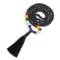 Fashion Fringe Necklace, Lava, with Knot Cord & Gemstone, Tassel, vintage & fashion jewelry & Unisex, mixed colors, 6mm,80mm, Length:Approx 75 cm, Sold By PC