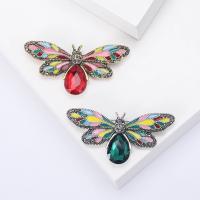 Zinc Alloy Brooches with Crystal Butterfly plated fashion jewelry & for woman & enamel & with rhinestone nickel lead & cadmium free Sold By PC