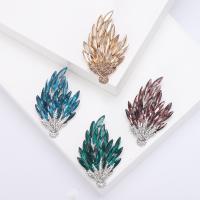 Tibetan Style Brooches, with Crystal, Leaf, plated, fashion jewelry & for woman & with rhinestone, more colors for choice, nickel, lead & cadmium free, 38x62mm, Sold By PC
