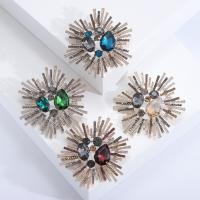 Tibetan Style Brooches, with Crystal, Flower, plated, fashion jewelry & for woman & with rhinestone, more colors for choice, nickel, lead & cadmium free, 53x62mm, Sold By PC