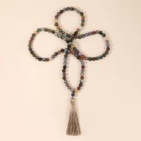 Fashion Fringe Necklace Indian Agate Tassel vintage & fashion jewelry & Unisex mixed colors 8mm 80mm Length Approx 90 cm Sold By PC
