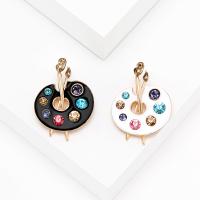 Tibetan Style Brooches, with Rhinestone, gold color plated, fashion jewelry & for woman & enamel, more colors for choice, nickel, lead & cadmium free, 31x44mm, Sold By PC