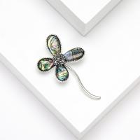 Zinc Alloy Brooches with Abalone Shell Four Leaf Clover silver color plated vintage & fashion jewelry & for woman & with rhinestone multi-colored nickel lead & cadmium free Sold By PC