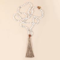 Fashion Fringe Necklace, Howlite, with Knot Cord & Tibetan Style, Tassel, gold color plated, vintage & fashion jewelry & Unisex, white, 6mm,80mm, Approx 108PCs/Strand, Sold By Strand