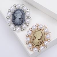 Zinc Alloy Brooches with Resin & Plastic Pearl plated vintage & fashion jewelry & embossed & for woman & with rhinestone nickel lead & cadmium free Sold By PC