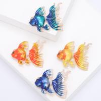 Zinc Alloy Brooches Goldfish gold color plated fashion jewelry & for woman & enamel nickel lead & cadmium free Sold By PC