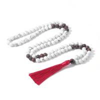 Fashion Fringe Necklace, Howlite, with Knot Cord & African Bloodstone, Tassel, vintage & fashion jewelry & Unisex, mixed colors, 8mm,85mm, Length:Approx 88 cm, Sold By PC