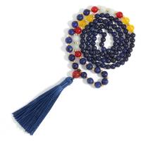 Fashion Fringe Necklace Gemstone with Knot Cord & Zinc Alloy Tassel gold color plated vintage & fashion jewelry & Unisex mixed colors 6mm 8mm 80mm Length Approx 76 cm Sold By PC