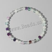 Gemstone Bracelets Colorful Fluorite with Elastic Thread Round fashion jewelry & Unisex mixed colors 4mm Inner Approx 54.1mm Sold By PC