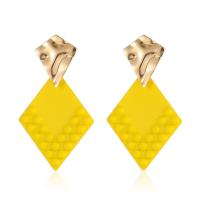 Eisen Ohrring, Spritzlackierung, Modeschmuck & für Frau, gelb, frei von Nickel, Blei & Kadmium, 69x35mm, verkauft von Paar
