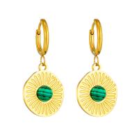 Titanium Steel  Earring with turquoise plated fashion jewelry & for woman golden 35mm Sold By Pair