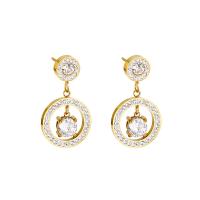 Stainless Steel Drop Earring 304 Stainless Steel with Moissanite fashion jewelry & for woman golden Sold By Pair