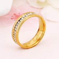 Rhinestone Stainless Steel Finger Ring, 304 Stainless Steel, Donut, Galvanic plating, fashion jewelry & Unisex & with rhinestone, more colors for choice, Inner diameter:17-18mm, Sold By PC