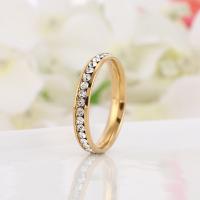 Rhinestone Stainless Steel Finger Ring, 304 Stainless Steel, Donut, Galvanic plating, fashion jewelry & Unisex & with rhinestone, more colors for choice, Inner diameter:17-18mm, Sold By PC