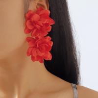 Earring Jewelry Iron with Cloth Flower plated fashion jewelry & for woman nickel lead & cadmium free Sold By Pair