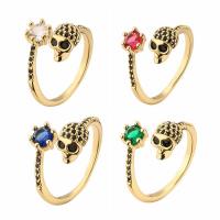 Cubic Zirconia Micro Pave Brass Ring Skull plated fashion jewelry & micro pave cubic zirconia nickel lead & cadmium free inner ~21mm Sold By PC