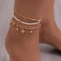 Tibetan Style Anklet, with Seedbead & Gemstone & Plastic Pearl, plated, fashion jewelry & multilayer & different designs for choice & with rhinestone, more colors for choice, nickel, lead & cadmium free, Sold By PC