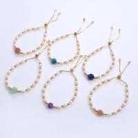 Gemstone Bracelets, Brass, with Gemstone & Freshwater Pearl, plated, fashion jewelry & different materials for choice, more colors for choice, nickel, lead & cadmium free, Length:16 cm, Sold By PC