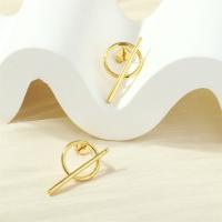Brass Stud Earring, plated, fashion jewelry & for woman, golden, nickel, lead & cadmium free, 25x13mm, Sold By Pair
