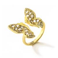 Cubic Zirconia Micro Pave Brass Ring Butterfly real gold plated micro pave cubic zirconia & for woman Sold By PC