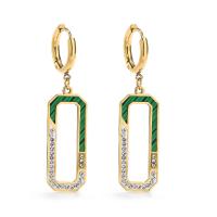 Titanium Steel  Earring, plated, micro pave cubic zirconia & for woman & enamel, more colors for choice, Sold By Pair