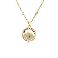 Evil Eye Jewelry Necklace Brass with 5CM extender chain real gold plated & micro pave cubic zirconia & for woman gold Length Approx 45 cm Sold By PC