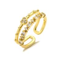 Krychlový Circonia Micro vydláždit mosazný prsten, Mosaz, skutečný pozlacené, různé styly pro výběr & micro vydláždit kubické zirkony & pro ženy, zlato, Prodáno By PC