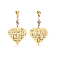 Titanium Steel  Earring, Heart, plated, micro pave cubic zirconia & for woman, more colors for choice, Sold By Pair