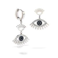 Evil Eye Earrings, Titanium Steel, plated, micro pave cubic zirconia & for woman, more colors for choice, Sold By Pair