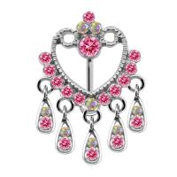 Stainless Steel Belly Ring, 316L Stainless Steel, fashion jewelry & with rhinestone, more colors for choice, nickel, lead & cadmium free, 1.6u00d710mm, Sold By PC