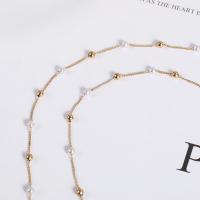 Messing Ball Chain, med Plastic Pearl, mode smykker & du kan DIY, nikkel, bly & cadmium fri, 4mm, Solgt af m