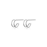 925 Sterling Silver Stud Earring Letter C plated Korean style & for woman & hollow Sold By Pair