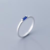 plata de ley 925 anillo, Estilo coreano & diverso tamaño para la opción & para mujer & con diamantes de imitación, plateado, tamaño:6-7.5, Vendido por UD