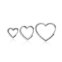 925 Sterling Silver Lever Back Earring Heart Korean style & for woman & hollow silver color Sold By Pair
