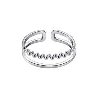 925 пробы Манжеты палец кольцо, Корейский стиль & регулируемый & Женский & отверстие, серебряный, размер:6-8, продается PC