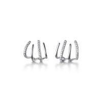 925 Sterling Silver Stud Earring Claw plated Korean style & for woman & with rhinestone Sold By Pair