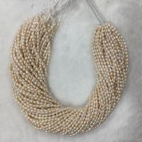 Rice ferskvandskulturperle Beads, Ferskvandsperle, Ris, du kan DIY, hvid, 3-4mm, Solgt Per Ca. 37 cm Strand