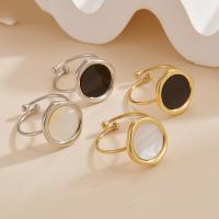 Titanium Steel  Earring with Shell plated fashion jewelry & for woman 18*17mm Sold By Lot