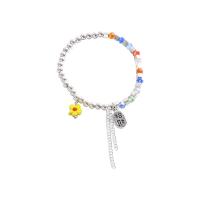 Tibetan Style Bracelet, with Acrylic, platinum plated, fashion jewelry & for woman, multi-colored, 37mm, Sold Per Approx 17-20 cm Strand