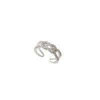 Cubique anneau en laiton Circonia Micro Pave, Plaqué de platine, bijoux de mode & pavé de micro zircon & pour femme, argent, 17mm, Vendu par PC