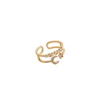 Модные кольца, цинковый сплав, с Латунь, плакированный настоящим золотом, ювелирные изделия моды & Женский, Золотой, 17mm, продается PC