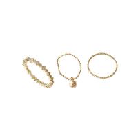 Conjunto de anillo de latón de moda, metal, chapado en oro real, tres piezas & Joyería & micro arcilla de zirconia cúbica & para mujer, dorado, Vendido por Set