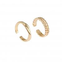 Fashion Brass Ring Sæt, Messing, ægte forgyldt, 2 stykker & mode smykker & for kvinde, gylden, 17mm, Solgt af sæt