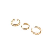 Conjunto de anillo de latón de moda, metal, chapado en oro real, tres piezas & Joyería & para mujer, dorado, 17mm, Vendido por Set