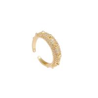 Cúbicos Circonia Micro Pave anillo de latón, metal, chapado en oro real, Joyería & micro arcilla de zirconia cúbica & para mujer, dorado, 17mm, Vendido por UD