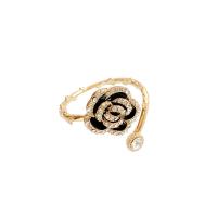 Sko Circonia Pierścień mosiężny Micro Pave, Mosiądz, Rose, Platerowane prawdziwym złotem, biżuteria moda & mikro utorować cyrkonia & dla kobiety & emalia, dwóch różnych kolorach, 17mm, sprzedane przez PC