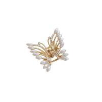 Haar Claw Clips, Zinc Alloy, met Plastic Pearl, echt goud verguld, mode sieraden & micro pave zirconia & voor vrouw, twee verschillende gekleurde, 41x37mm, Verkocht door PC
